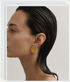 Yellow Floral Kundan Earrings