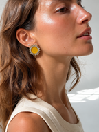 Yellow Floral Kundan Earrings