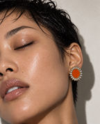 Orange Floral Kundan Earrings