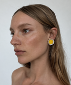 Yellow Floral Kundan Earrings