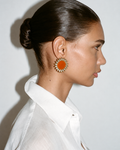 Orange Floral Kundan Earrings