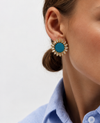 Sky Blue Floral Kundan Earrings