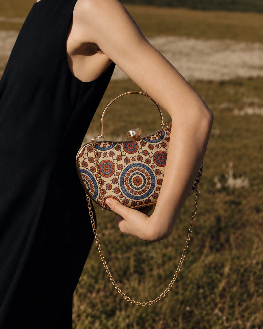 Aaina Ivory Mashru Silk Handbag