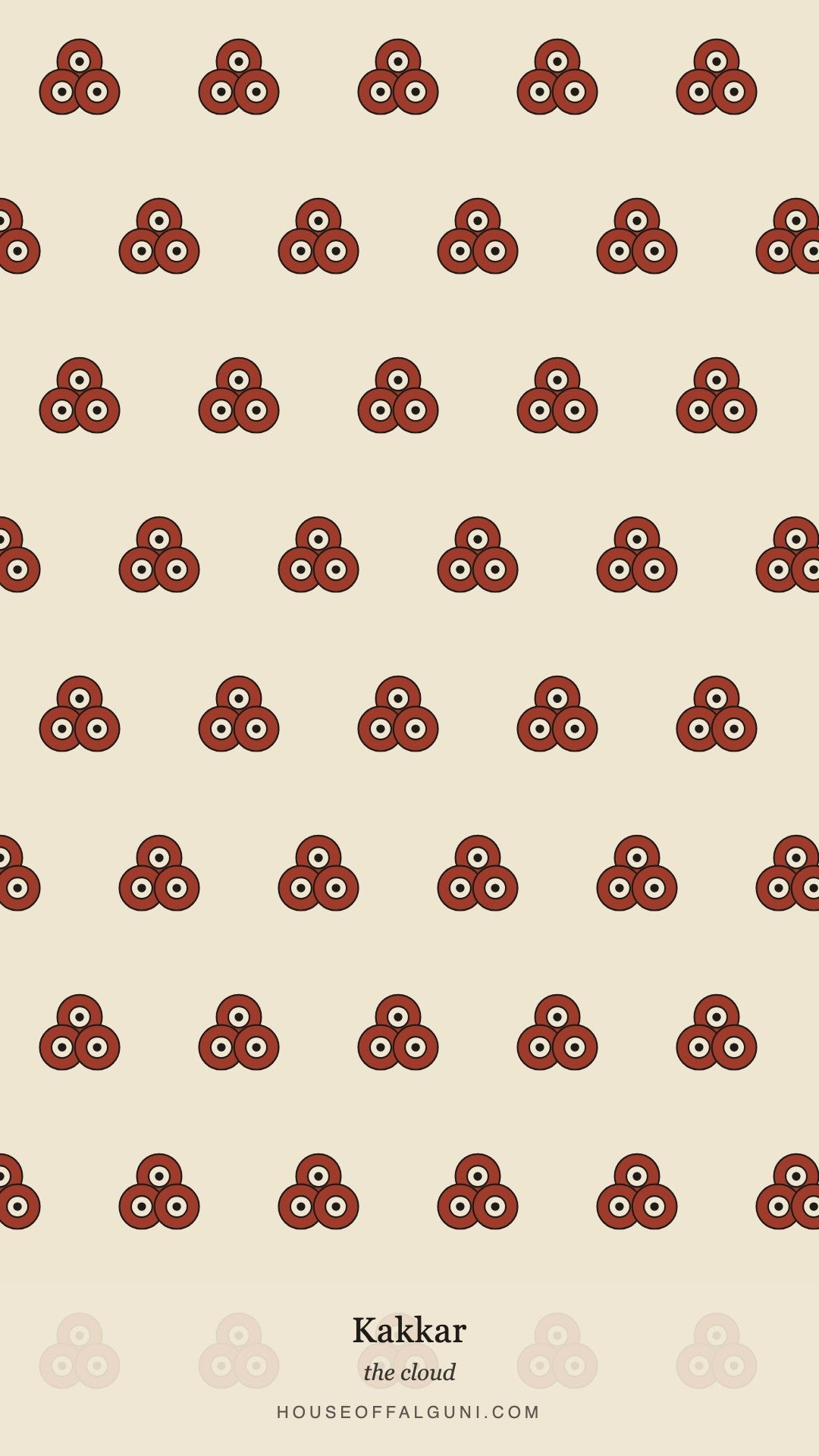 Desi aesthetic phone wallpaper of the Ajrakh motif Kakkar, the cloud, on cream