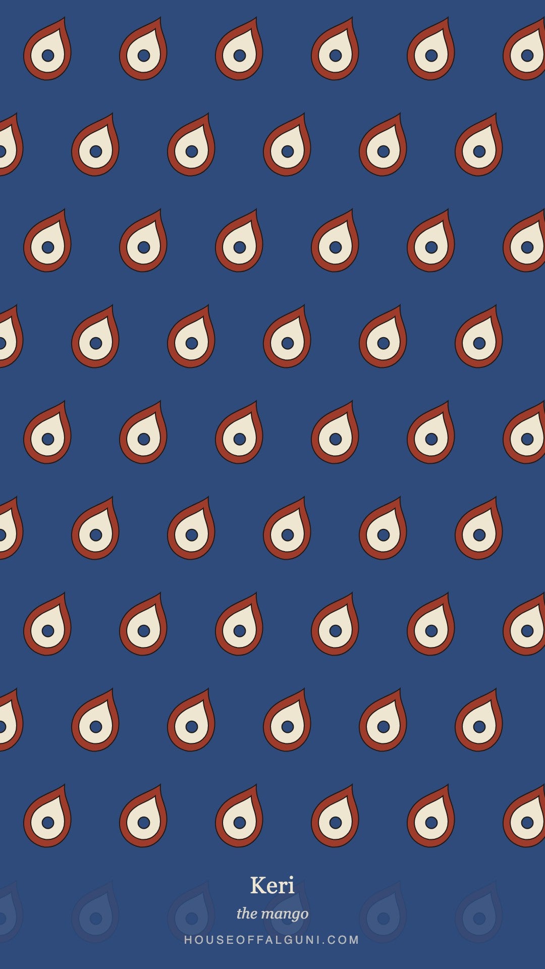 Desi aesthetic phone wallpaper of the Ajrakh motif Keri, the mango, on indigo