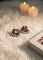 Ruby Drops Earrings styled — deep ruby handcrafted jewellery House of Falguni