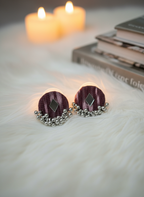 Ruby Drops Earrings close-up — handcrafted red ethnic drop earrings India