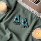 Kamal Drops Earrings in green — handcrafted lotus-inspired ethnic drop earrings India
