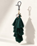 Neel Van Forest Green Silk Tassel Bag Charm with Coins
