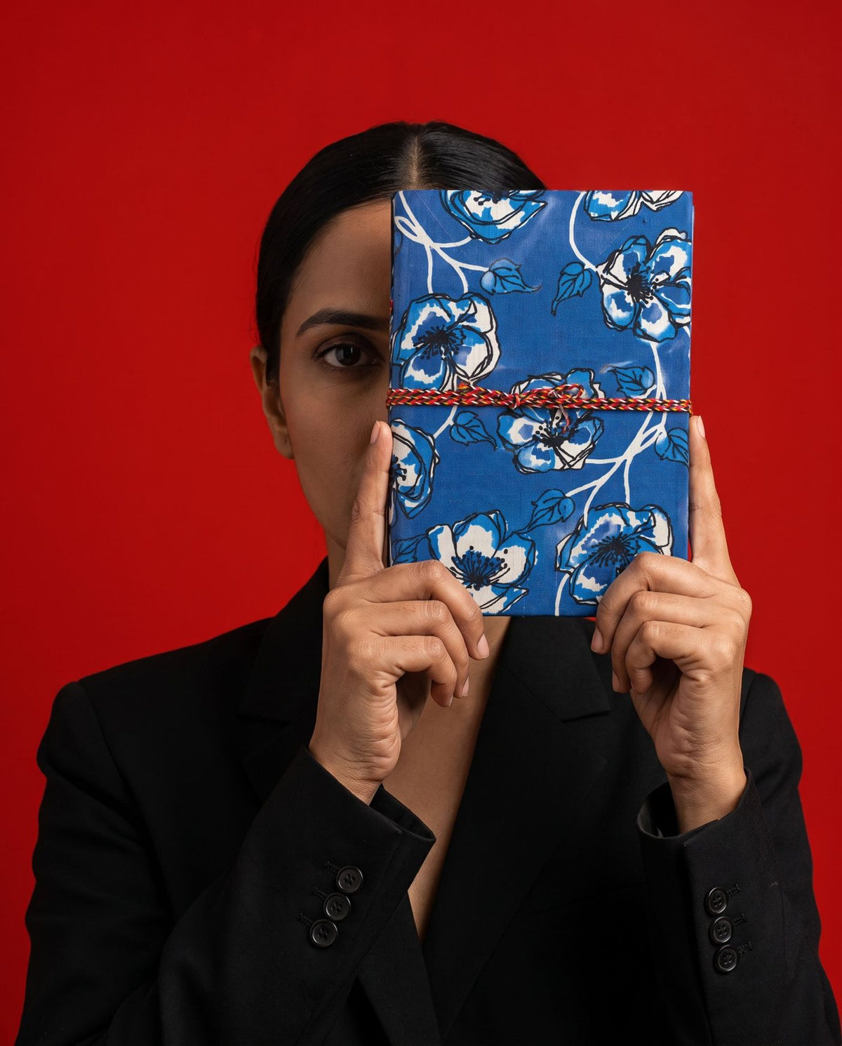 Crimson Ajrakh Block Print Fabric Diary, 200 Unruled Pages