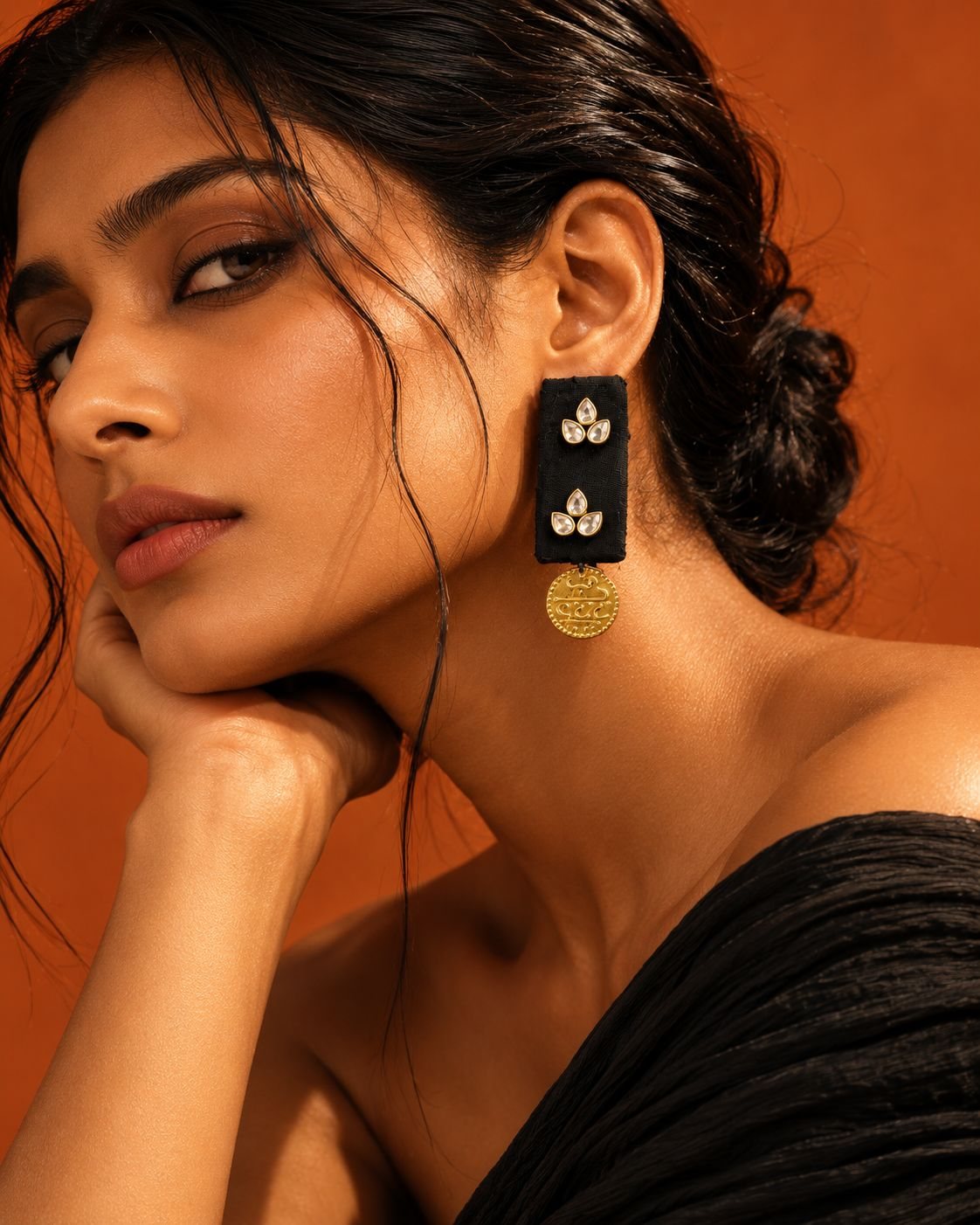 Kundan Fabric Earrings