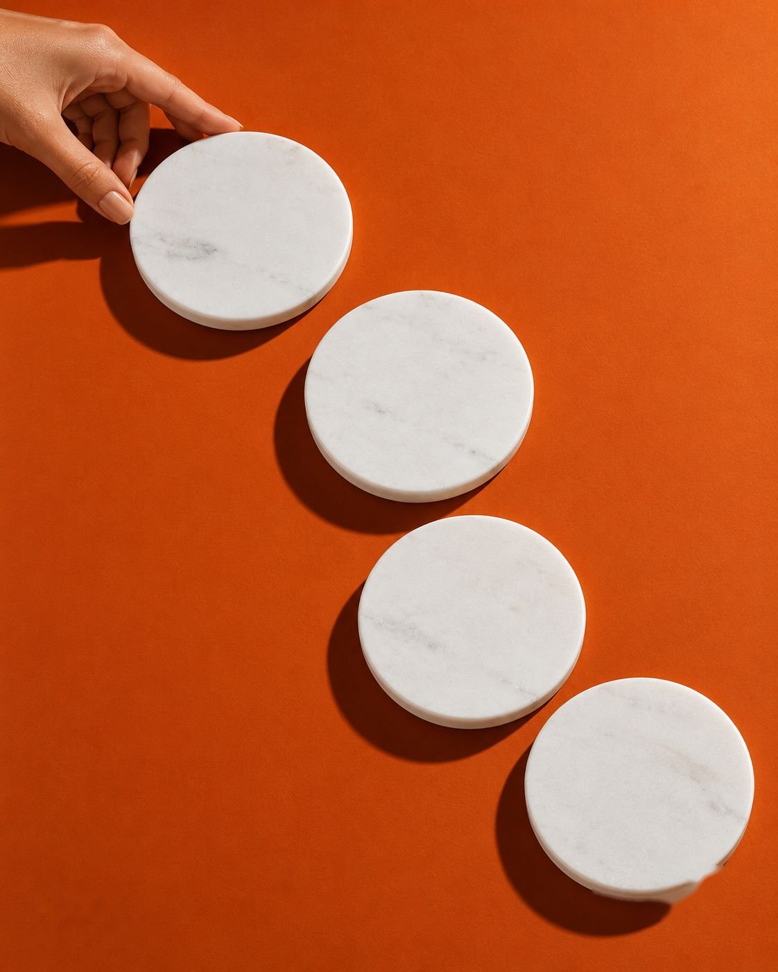 Table Companions, Hand-Carved Marble Coasters (Set of 4)