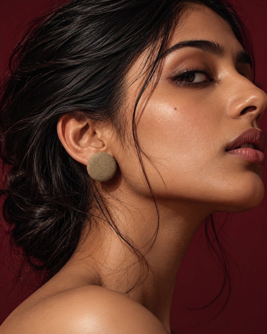 Ibrik Accents Fabric Stud Earrings
