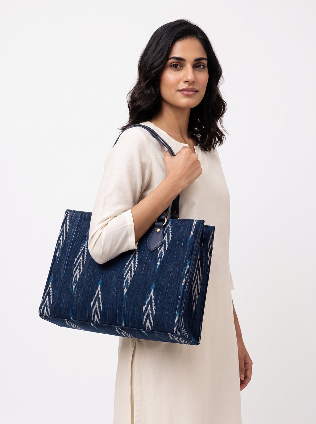Ikat Tote Bag for Women styled on model (AI-generated styling image)