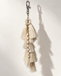 Motiya Ivory Silk Tassel Bag Charm with Pearl Beads