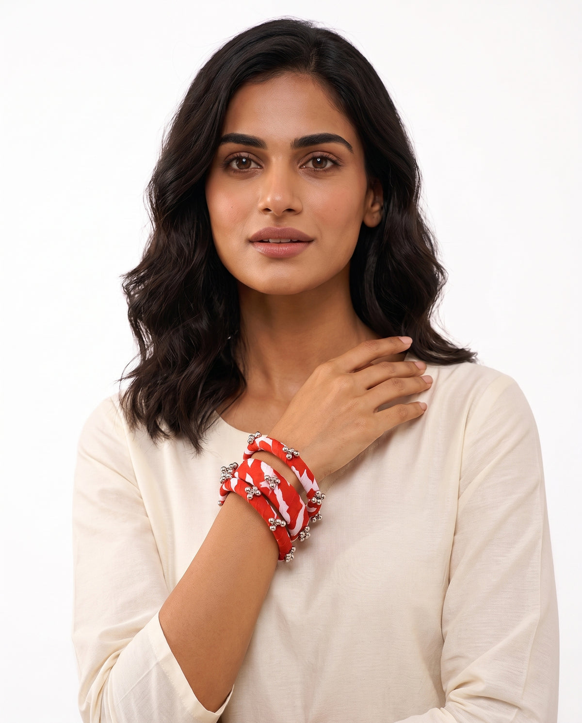 Lariya Bangles styled on model (AI-generated styling image)