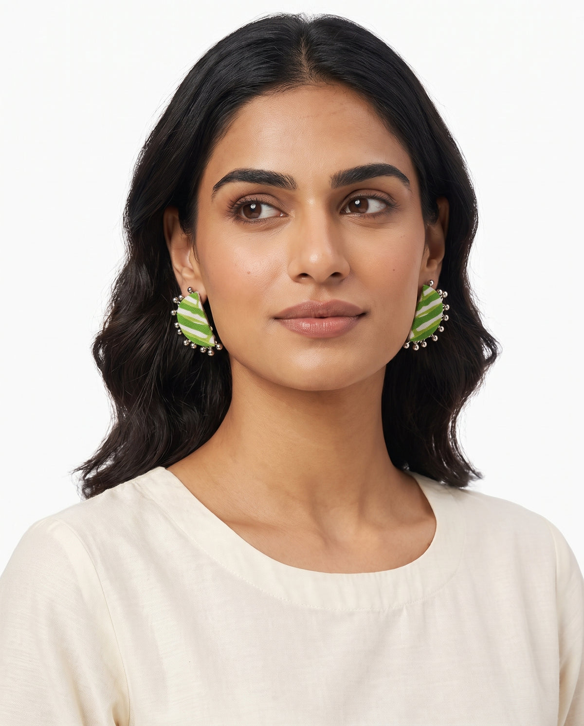 Leher Earrings styled on model (AI-generated styling image)