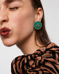 Mogra Mint Green Round Kundan Studs