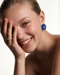 Mogra Royal Blue Round Kundan Studs