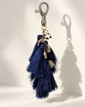 Nisha Midnight Blue Silk Tassel Bag Charm with Coins