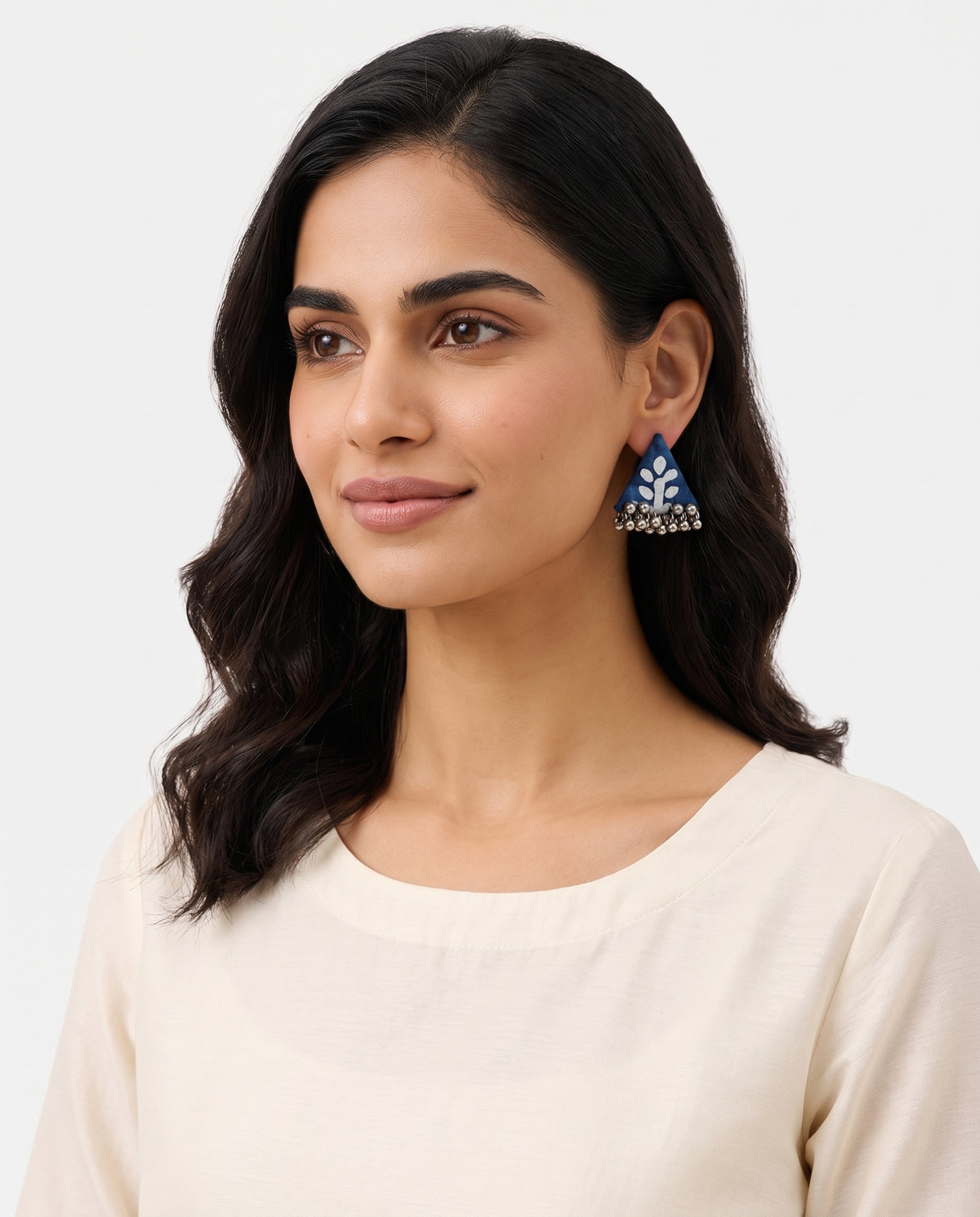 Riwaayat Earrings styled on model (AI-generated styling image)